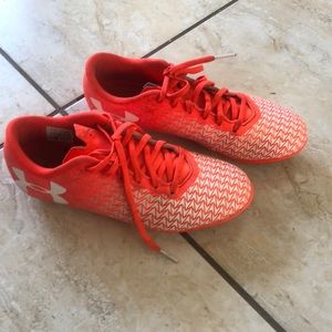 Neon orange cleats size 3